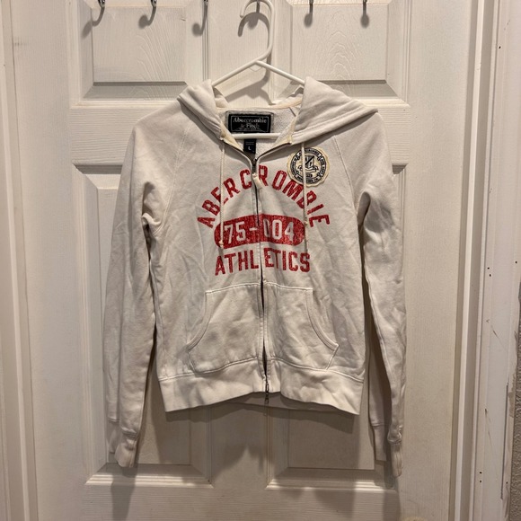 Abercrombie & Fitch Girls White Full Zip Hoodie Sweatshirt Large Athletics - Picture 1 of 6
